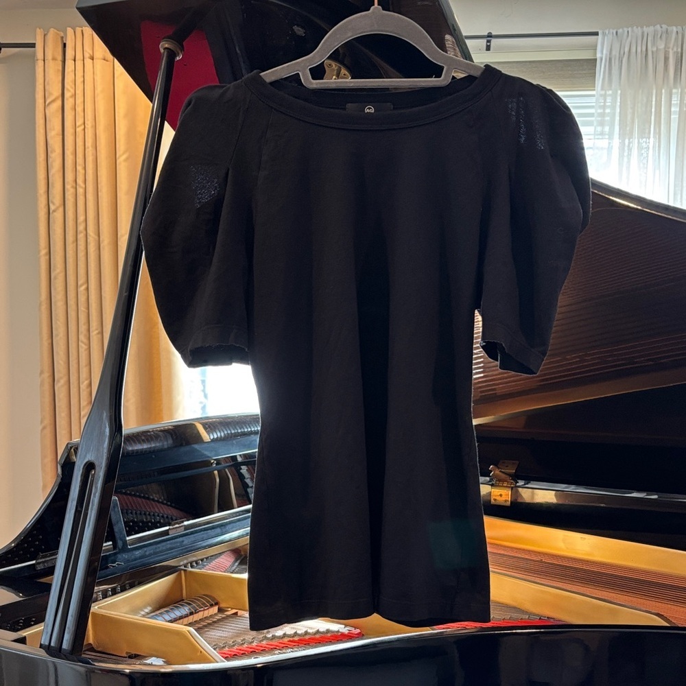 Ag Adriano Goldschmied Black Puff Sleeve Tee NEW size small